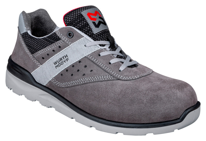 Grauer Sicherheitshalbschuh S1P mit anthrazitfarbenen Akzenten, robust und strapazierfähig