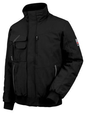 Schwarze Wetterschutzjacke PILOT JACKE STRETCH X in Größe 4XL mit elastischen Einsätzen und Taschen