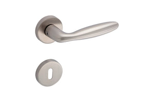 Edelstahl Türdrücker TD-A2-A114-ROS mit ergonomischem Design für Wohn- und Privatbereiche.