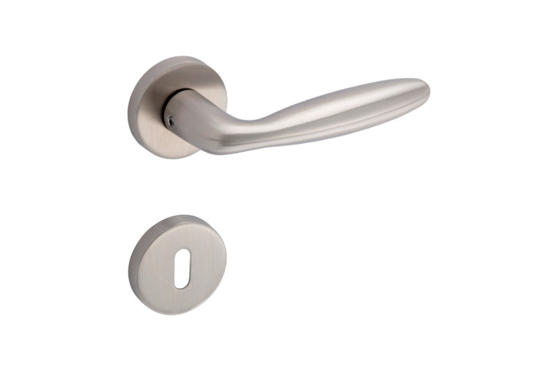 Edelstahl Türdrücker TD-A2-A114-ROS mit ergonomischem Design für Wohn- und Privatbereiche.