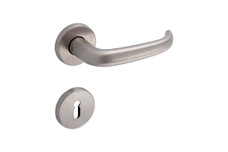 Edelstahl-Türdrücker TD-A2-A310-CLICK-ROS mit ergonomischer Form und robuster Konstruktion.