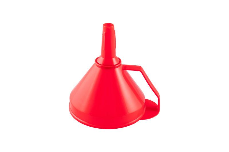 Kompakter Kunststofftrichter mit breiter Öffnung für präzises Umfüllen von Flüssigkeiten und Schüttgut.