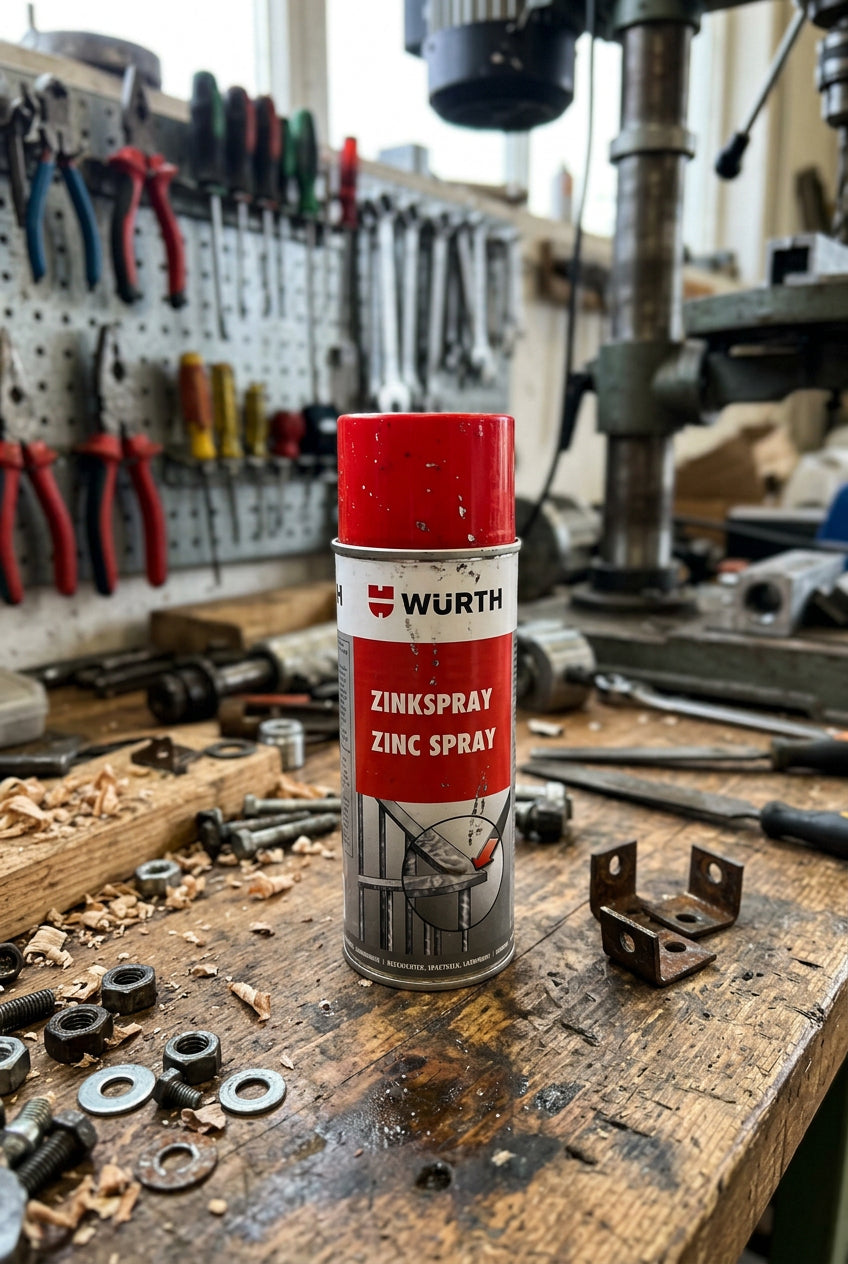 400ml silver zinc spray can with red and white label and spray nozzle on top