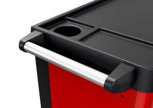 Werkstattwagen mit ergonomischem Griff, robusten Schubladen und stabilen Rädern in modernem Design.