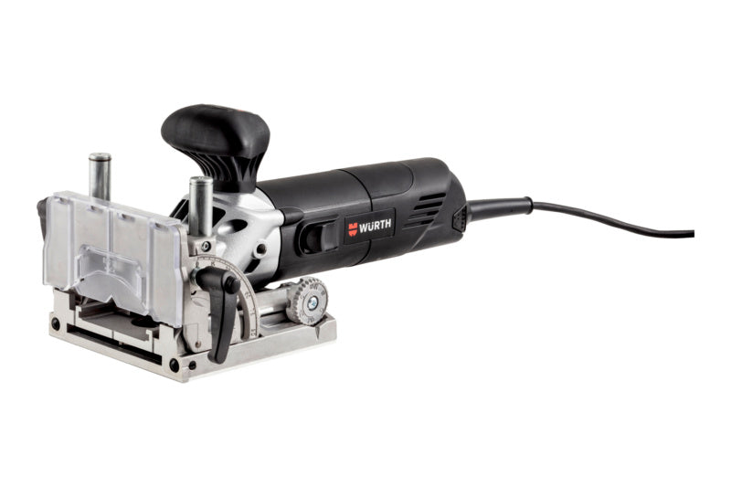 Elektro-HOVERBFRS-EL-(HVF 800) Holzverbinderfräse mit ergonomischem Design und Staubabsaugsystem.