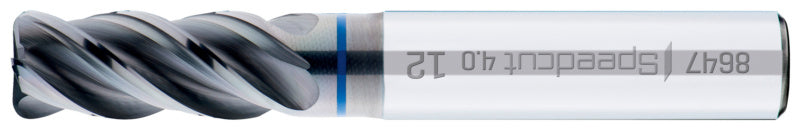 HPC Fräser SHFTFRS SP 4.0 mit 4 mm Durchmesser und spezieller Beschichtung für Metallbearbeitung.