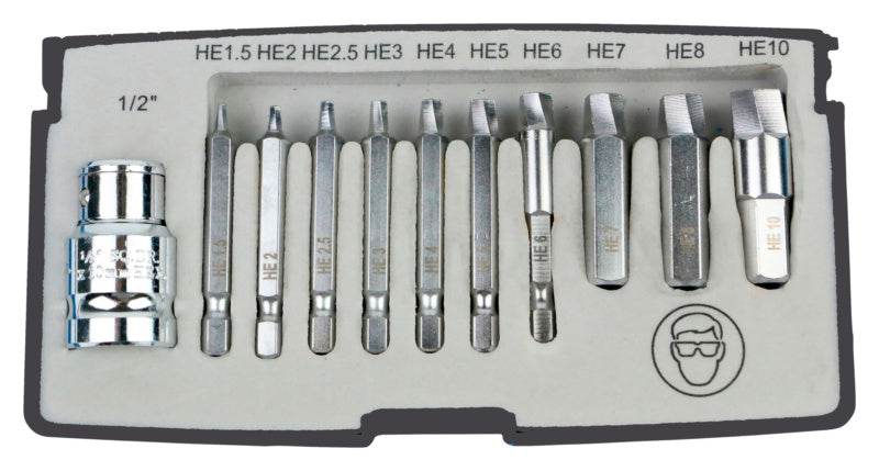 Set of 11 assorted bits in a compact storage case for various screw types.