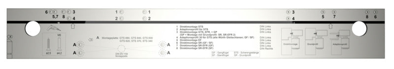 Kompakte Bohrlehre für präzises Setzen von Löchern bei Türschließer-Installationen.