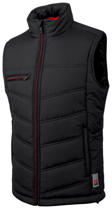 Schwarze Arbeitsweste von New Craft mit mehreren Taschen und verstellbarem, ergonomischem Schnitt.