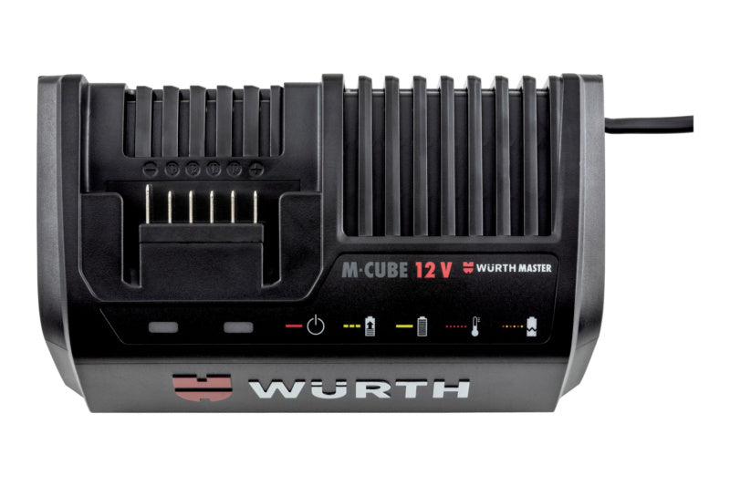 Ladegerät für Akku-Maschinen mit LED-Anzeige und USB-Anschluss, kompakt und langlebig.