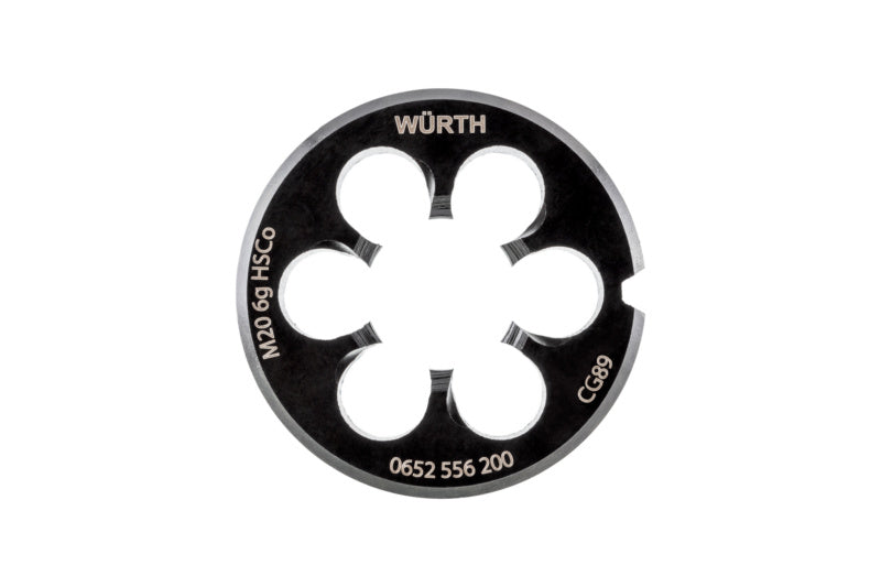 Schneideisen aus Hochgeschwindigkeitsstahl mit Rillen und Entgratungsmechanismus für Gewindeschneiden.