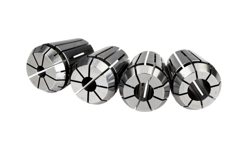 Set of four durable collets for flow drills, designed for precision and stability.