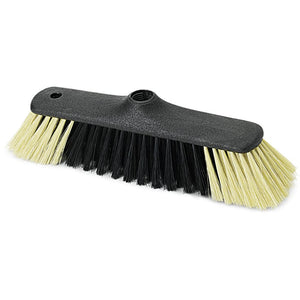 Besen mit anthrazitfarbenem Kunststoffkörper und Gewinde, 28 cm breit.