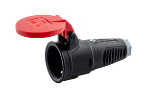 Schutzkontakt Kupplung KUPPL VOLLGUMMI aus robustem Gummi mit ergonomischem Design und Sicherheitsverschluss.