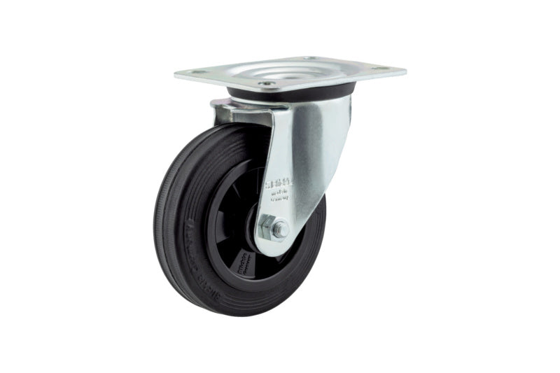 Lenkrolle mit Bremse für Werkstattwagen Basic, robust und leicht montierbar, schwarz und grau.