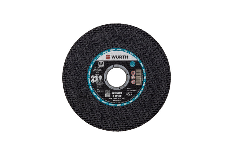 Trennscheibe gebunden TSHB LS ST, 125 mm Durchmesser, 1 mm dick, für präzise Schnitte in Metall.