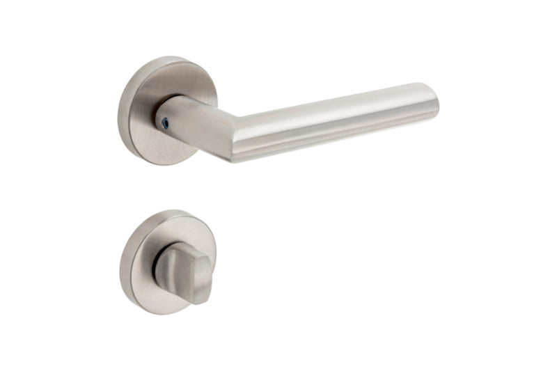 Türdrücker aus mattem Edelstahl für Wohn- und Privatbereich mit ergonomischem Design.