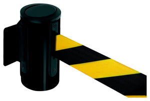Schwarzes und gelbes Absperrband zur sicheren Abgrenzung von Bereichen, robust und gut sichtbar.
