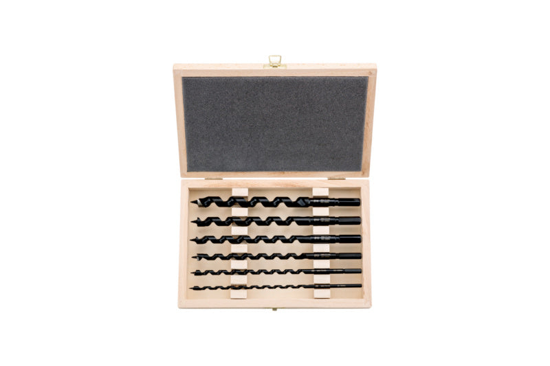 Schlangenbohrer Sortiment BO mit verschiedenen Durchmessern und ergonomischen Griffen aus Werkzeugstahl.