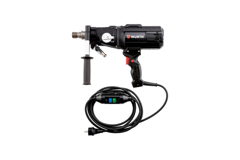 Kernbohrgerät mit Diamantbohrkrone und elektrischem Antrieb, geeignet für präzise Bohrungen.