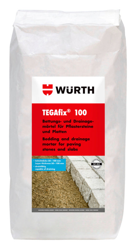 25 kg bag of MOERT TEGAFIX drainage material with clear labeling and packaging.