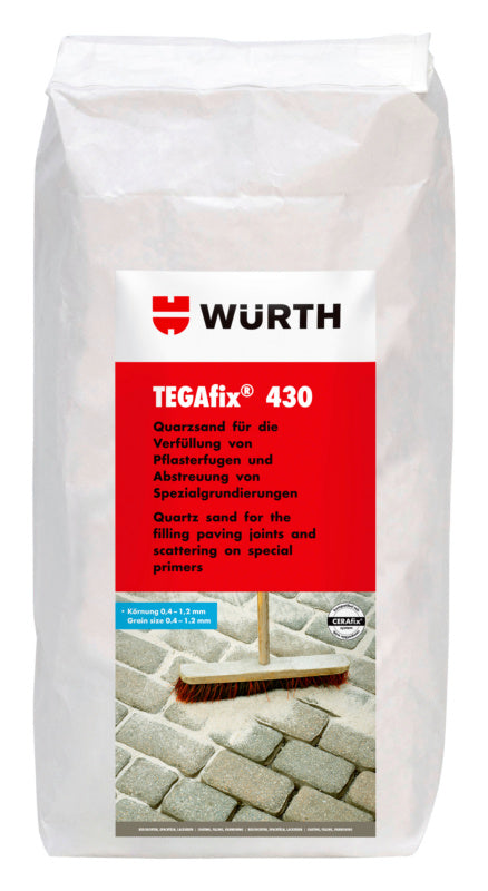 Verfugung FUG TEGAFIX 430 Quarzsand in einer weißen Verpackung mit blauem Etikett