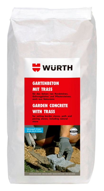 A 25kg bag of BET-GARTENBETON-M.TRASS for construction and landscaping use.