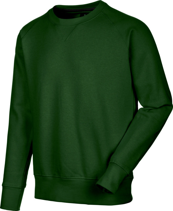 Grünes Arbeitspullover-Sweatshirt JOB+ mit Kängurutasche und elastischen Bündchen.
