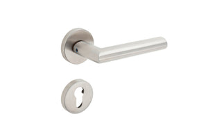 Edelstahl-Türdrücker TD-A2-A133-ROS mit mattschimmernder Oberfläche und ergonomischem Design.