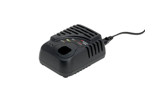 Kompaktes Ladegerät für Akku-Maschinen mit grüner LED-Anzeige und Sicherheitsfunktionen.