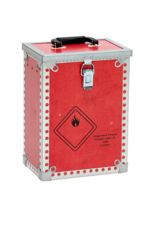 Leere Aufbewahrungsbox für Lötzubehör mit Fächern und einfachem Öffnungsmechanismus.