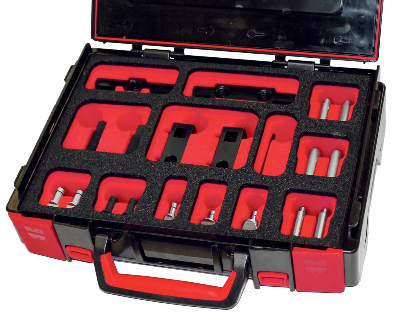 20-teiliges Achs- und Spreizwerkzeugset mit verschiedenen Metallaufsätzen in Aufbewahrungsbox