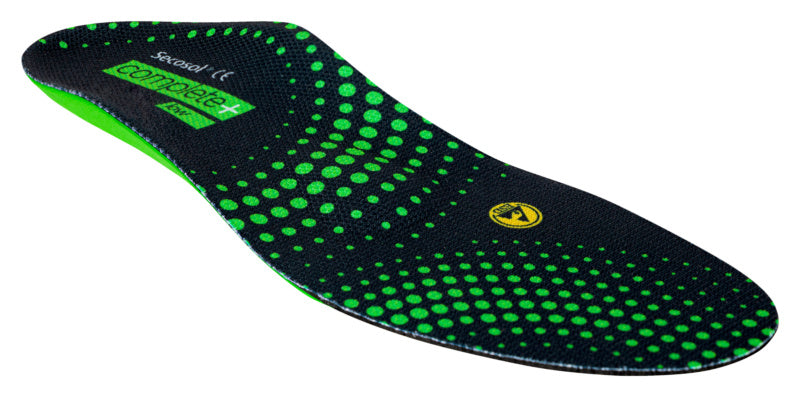 Semiorthopädische Einlegesohle in Schwarz mit atmungsaktivem Material und ergonomischer Form.