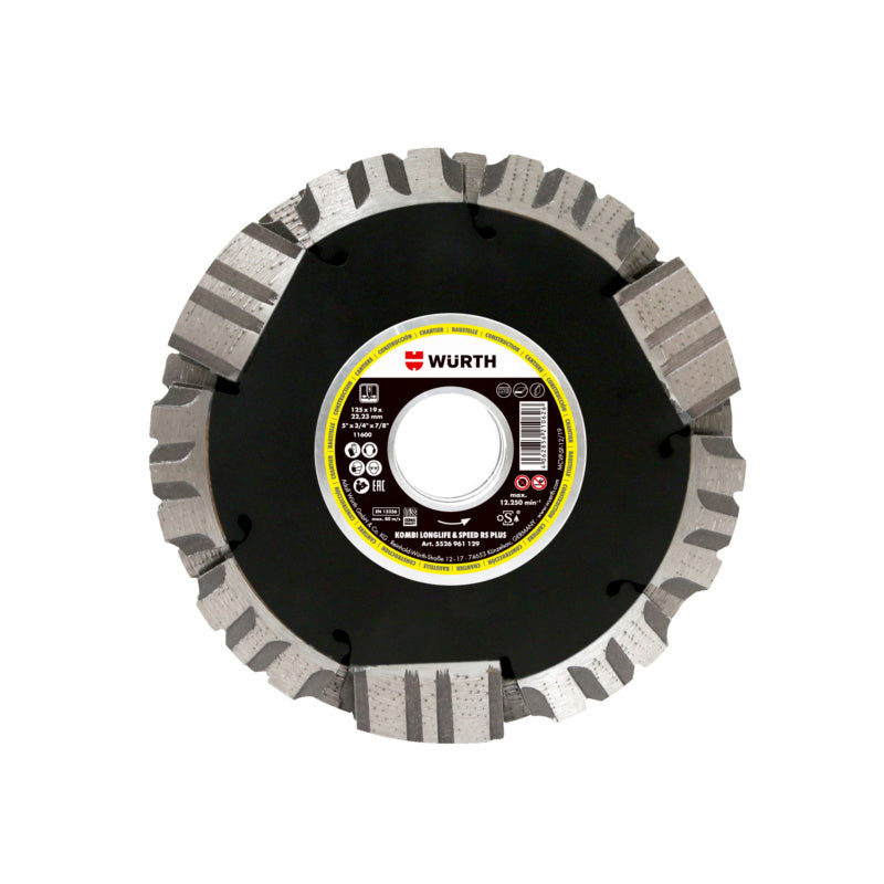 Runde Diamanttrennscheibe TSHB DIA LS mit segmentiertem Rand für präzise Schnitte in harten Materialien.