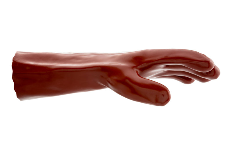 Schutzhandschuh mit PVC-Beschichtung und ergonomischer Passform für chemischen Schutz und Flexibilität.