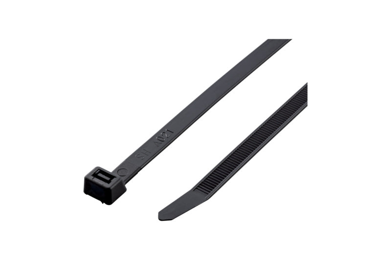 Schwarzer Kabelbinder, 7,6 mm breit und 368 mm lang, in einer Packung mit 50 Stück.