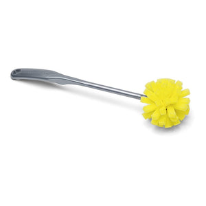 Silberne Isolierkannenbürste mit weichem gelbem Schaumkopf und 30cm Länge.