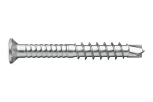Stainless steel spanplattenschraube with a pointed drill tip for wood applications.