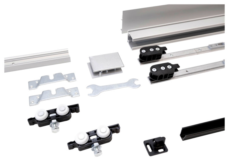 Schiebetürbeschlag für Zimmertür aus korrosionsbeständigem Material mit modernem Design.