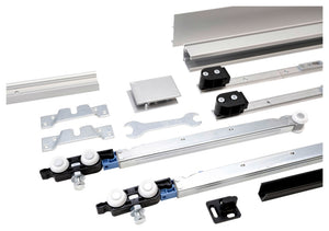 Moderner Schiebetürbeschlag aus korrosionsbeständigem Material für Zimmertüren.