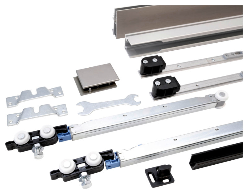 Moderner Schiebetürbeschlag für Zimmertüren mit robustem Metall und einfache Montage.