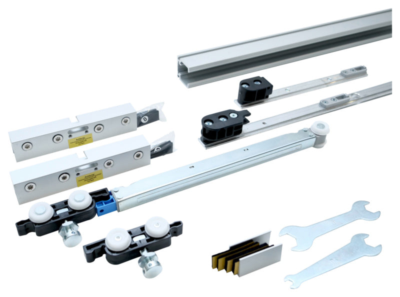 Schiebetürbeschlag für Zimmertüren in elegantem Design, robust und einfach zu montieren.