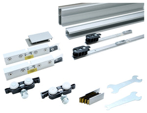 Schiebetürbeschlag mit elegantem Design und Montagekomponenten für einfache Installation.