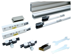 Schiebetürbeschlag mit robustem Design, geeignet für Zimmertüren und platzsparende Anwendungen.