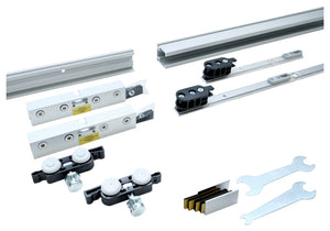 Schiebetürbeschlag in modernem Design, ideal für Zimmertüren und einfache Montage.