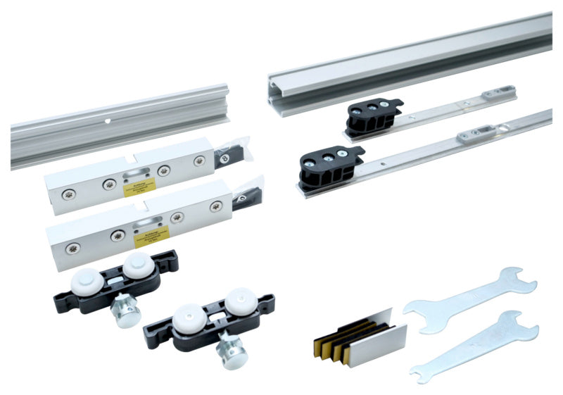 Schiebetürbeschlag in modernem Design, ideal für Zimmertüren und einfache Montage.