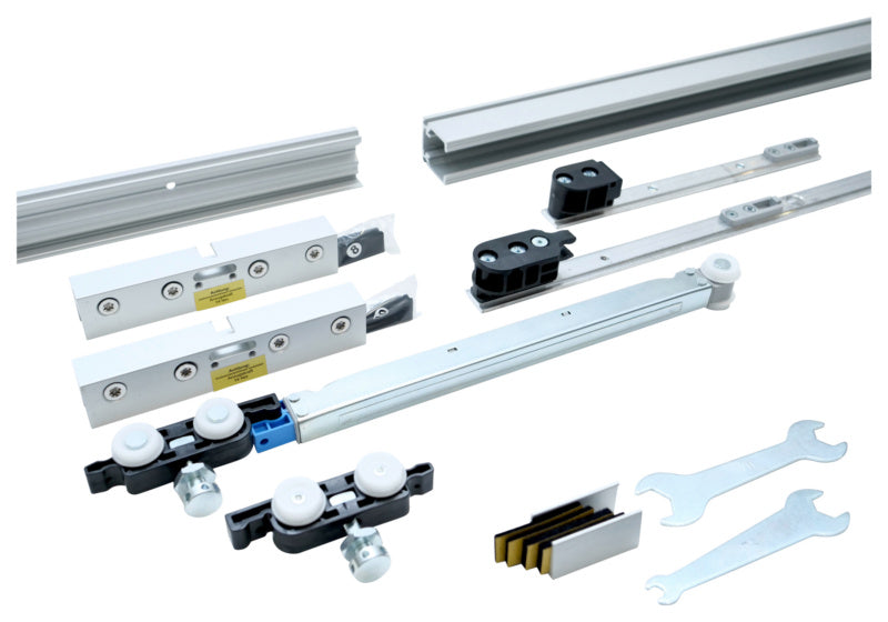 Schiebetürbeschlag in modernem Design, robustem Material für Zimmertüren, einfach zu montieren.