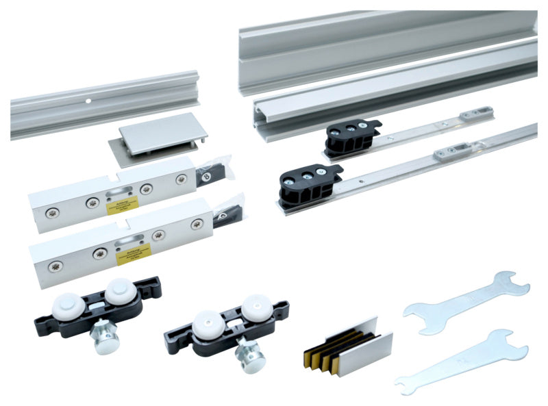 Schiebetürbeschlag für Zimmertüren, robust mit elegantem Design und geräuschloser Bewegung.