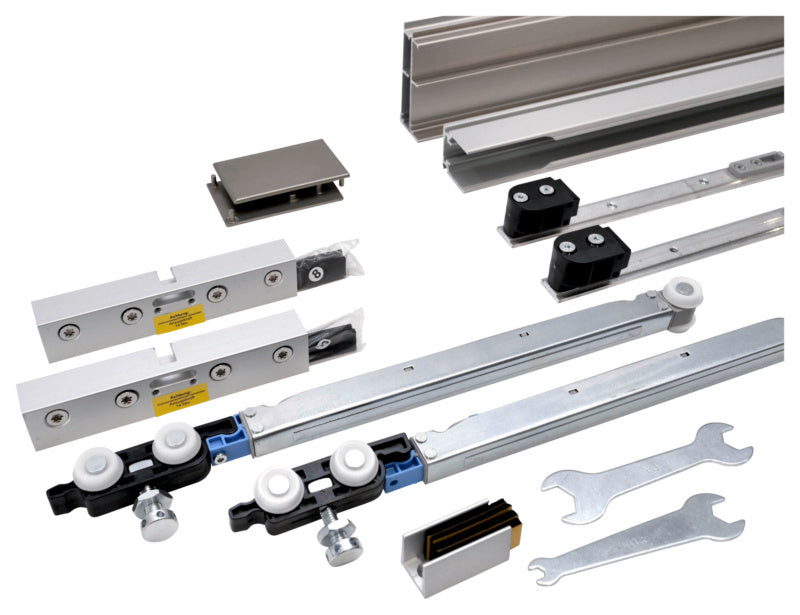 Moderner Schiebetürbeschlag SHIEBTRBSHLG-SCHIMOS80GSDR-MBA2 aus robustem Metall für Zimmertüren.