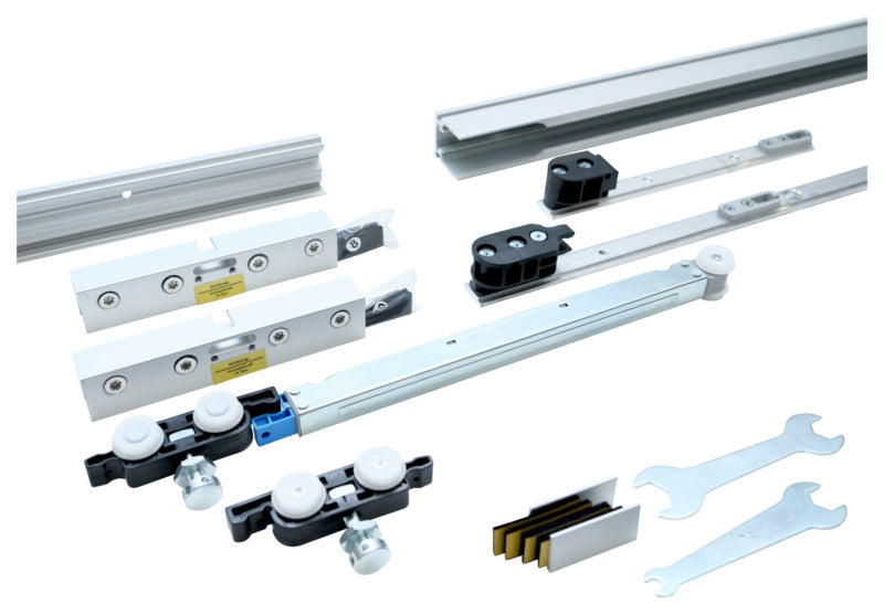 Schiebetürbeschlag für Zimmertüren, robustes Material, modernes Design, einfache Montage.